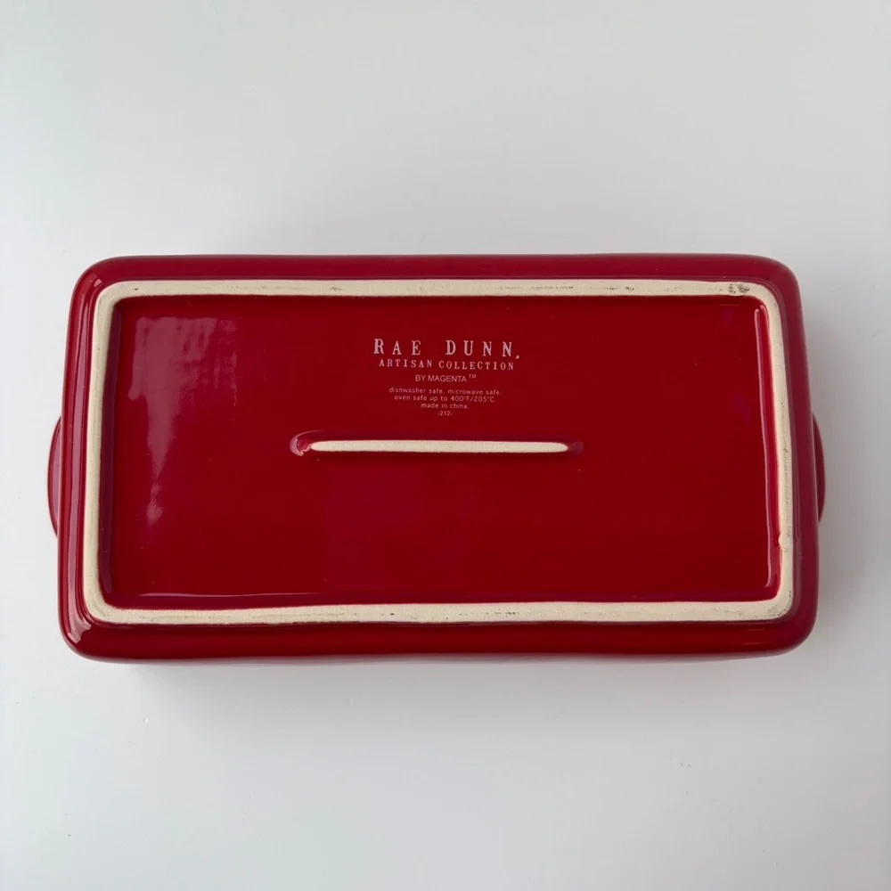 Rae Dunn‎ HO! HO! HO! Bread Loaf Pan Small Ceramic Casserole Dish Red Christmas